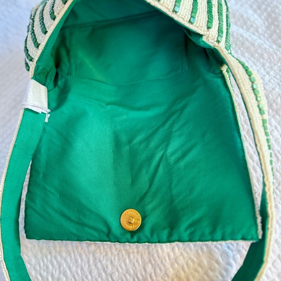 Beaded Red Tomato Green Stripes Shoulder Bag | Cottagecore Summer Vacation | NWT - Picture 3 of 8